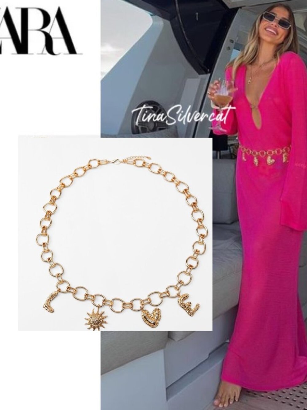 Zara Love Belt With Charms NWT